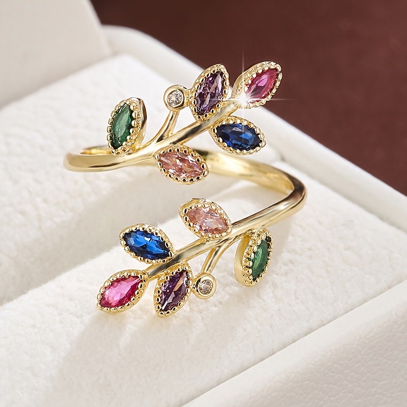 Women's Adjustable Rustic Branch Design Ring with Zirconia